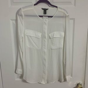 H&M 14 White dress top blouse buttoned